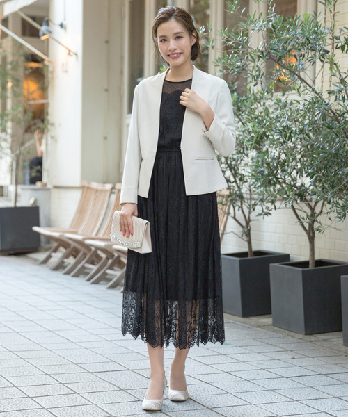 Kana(カナ)の「ドットチュール × パネル レース 結婚式 お呼ばれ パーティー ドレス(ドレス・レディース・ベージュ/ブラック/ピンクベージュ/グリーン・M)」の11枚目の写真