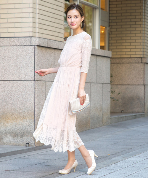 Kana(カナ)の「ドットチュール × パネル レース 結婚式 お呼ばれ パーティー ドレス(ドレス・レディース・ベージュ/ブラック/ピンクベージュ/グリーン・M)」の18枚目の写真