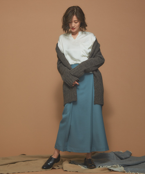 Abahouse Devinette（ドゥヴィネット）の「ウールタムストレッチカーディガン（カーディガン/ボレロ・レディース・アイボリー/ダークブラウン/オレンジ・フリー）」の11枚目の写真