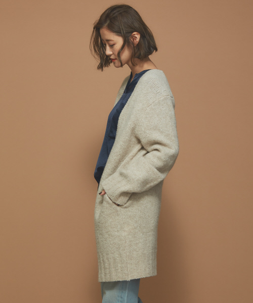 Abahouse Devinette（ドゥヴィネット）の「ウールタムストレッチカーディガン（カーディガン/ボレロ・レディース・アイボリー/ダークブラウン/オレンジ・フリー）」の5枚目の写真