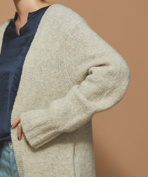 Abahouse Devinette（ドゥヴィネット）の「ウールタムストレッチカーディガン（カーディガン/ボレロ・レディース・アイボリー/ダークブラウン/オレンジ・フリー）」の7枚目の写真