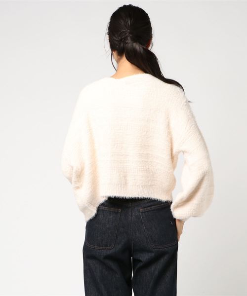 archives(アルシーヴ)の「フェザーヤーンショートカーディガン(カーディガン/ボレロ・レディース・ブラック/ベージュ/オフホワイト・MEDIUM)」の5枚目の写真