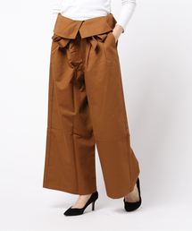 綿ツイルウエストリボンワイドパンツ