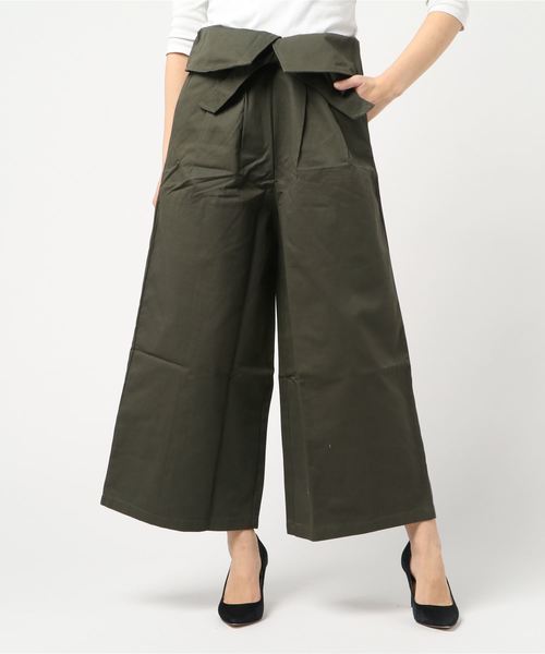 STYLEBLOCK（スタイルブロック）の「綿ツイルウエストリボンワイドパンツ（その他パンツ・レディース・ブラック/ベージュ/カーキ/キャメル・M）」の3枚目の写真