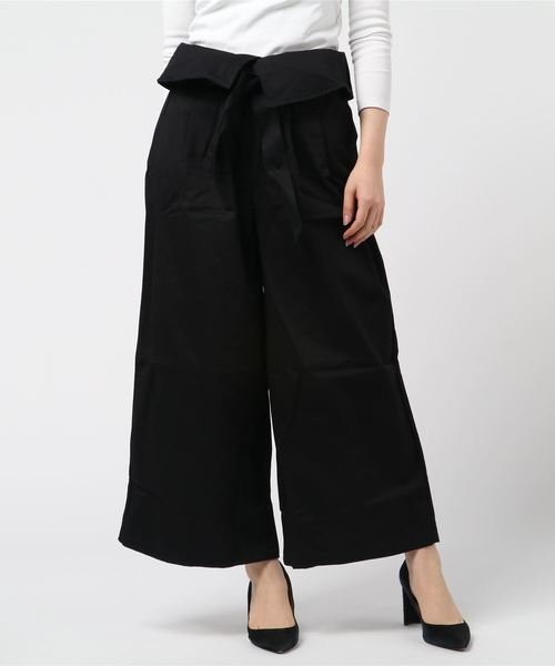 STYLEBLOCK（スタイルブロック）の「綿ツイルウエストリボンワイドパンツ（その他パンツ・レディース・ブラック/ベージュ/カーキ/キャメル・M）」の2枚目の写真