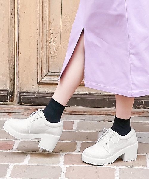 KOBE LETTUCE（コウベレタス）の「プラットフォーム厚底ヒールアップスニーカー*レディース/シューズ/ショートブーツ[I1727]神戸レタス（スニーカー・レディース・ホワイト/ブラック/シルバー/ホワイト系その他・LL/M/L/S）」の3枚目の写真