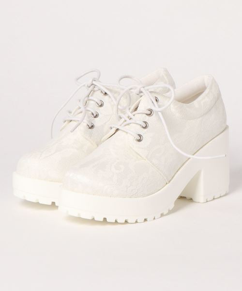 KOBE LETTUCE（コウベレタス）の「プラットフォーム厚底ヒールアップスニーカー*レディース/シューズ/ショートブーツ[I1727]神戸レタス（スニーカー・レディース・ホワイト/ブラック/シルバー/ホワイト系その他・LL/M/L/S）」の8枚目の写真