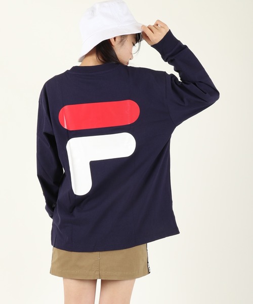 FILA HERITAGE(フィラヘリテージ)の「FILA heritage ロゴバックプリントクルーネックジャージーロングスリーブTシャツ(Tシャツ/カットソー・メンズ・ネイビー/オレンジ/ホワイト・M/XL/XXL/L/S)」の3枚目の写真