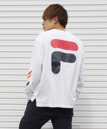 FILA heritage ロゴバックプリントクルーネックジャージーロングスリーブTシャツ