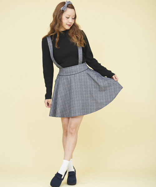 MAJESTIC LEGON(マジェスティックレゴン)の「アソート柄サス付スカート(スカート・レディース・ブラック系その他/グレー系その他/ブラウン系その他/ベージュ系その他・FREE)」の3枚目の写真