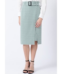 ギンガムストレッチラップレイヤードスカート