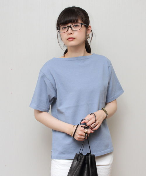 D.M.G.（ドミンゴ）の「D.M.G./ディーエムジー　ボートネックTシャツ　19-069（Tシャツ/カットソー・レディース・ブルー/グリーン/イエロー・2/3）」の3枚目の写真