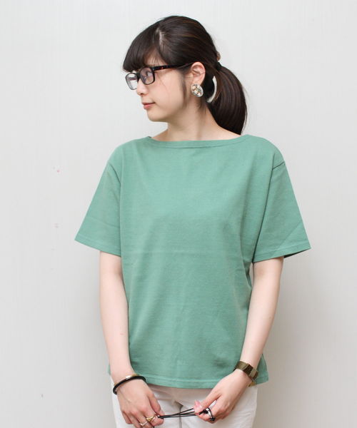 D.M.G.（ドミンゴ）の「D.M.G./ディーエムジー　ボートネックTシャツ　19-069（Tシャツ/カットソー・レディース・ブルー/グリーン/イエロー・2/3）」の2枚目の写真