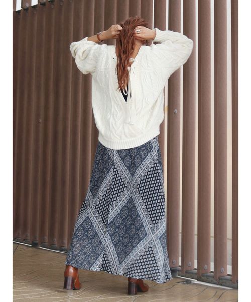 Ungrid（アングリッド）の「ラメランダムプリーツパネル柄スカート（スカート・レディース・ネイビー/レッド・FREE）」の4枚目の写真