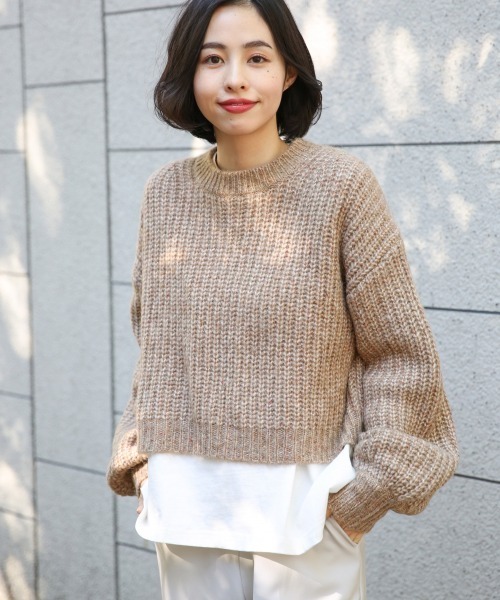 LOWRYS FARM(ローリーズファーム)の「MIXショートプルオーバー 856253(ニット/セーター・レディース・グレー/ベージュ/ブルー・FREE)」の18枚目の写真