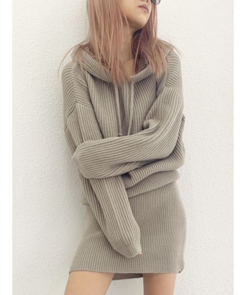 GYDA（ジェイダ）の「リブニットパーカーワンピース（ワンピース