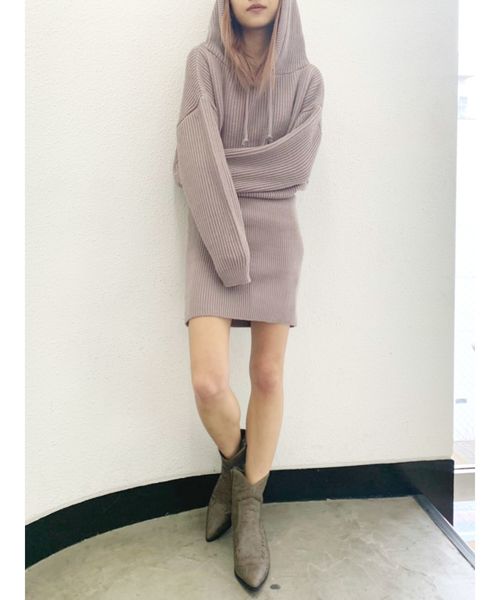 GYDA（ジェイダ）の「リブニットパーカーワンピース（ワンピース