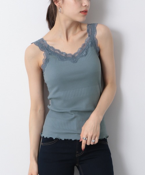 Heather（ヘザー）の「ECOコットンレースキャミ　868707（キャミソール・レディース・ブラック/アイボリー/オレンジ系その他/オフホワイト/グレー系その他/ブラウン系その他/ブルー系その他・FREE）」の7枚目の写真