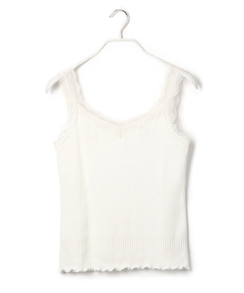 Heather（ヘザー）の「ECOコットンレースキャミ　868707（キャミソール・レディース・ブラック/アイボリー/オレンジ系その他/オフホワイト/グレー系その他/ブラウン系その他/ブルー系その他・FREE）」の2枚目の写真