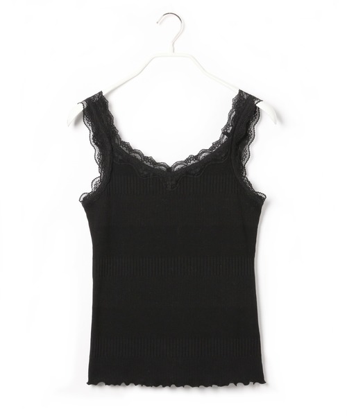 Heather（ヘザー）の「ECOコットンレースキャミ　868707（キャミソール・レディース・ブラック/アイボリー/オレンジ系その他/オフホワイト/グレー系その他/ブラウン系その他/ブルー系その他・FREE）」の4枚目の写真