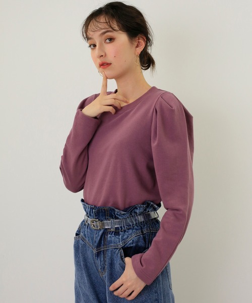 one after another NICE CLAUP（ワンアフターアナザーナイスクラップ）の「パワショルトレーナー（Tシャツ/カットソー・レディース・アイボリー/ブラウン/グリーン/パープル・FREE）」の4枚目の写真