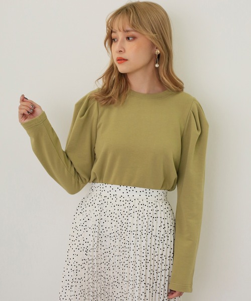 one after another NICE CLAUP（ワンアフターアナザーナイスクラップ）の「パワショルトレーナー（Tシャツ/カットソー・レディース・アイボリー/ブラウン/グリーン/パープル・FREE）」の3枚目の写真