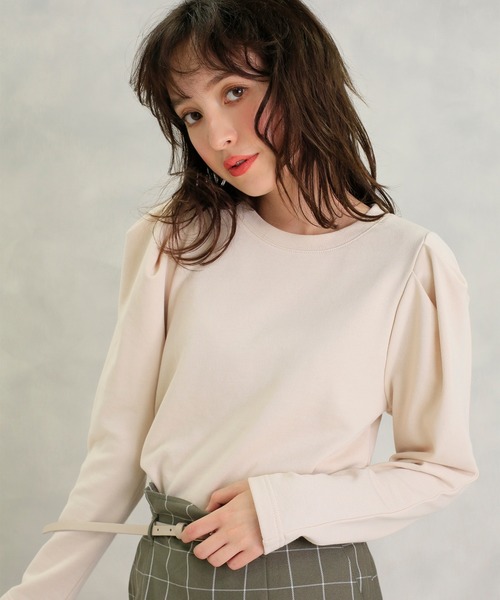 one after another NICE CLAUP（ワンアフターアナザーナイスクラップ）の「パワショルトレーナー（Tシャツ/カットソー・レディース・アイボリー/ブラウン/グリーン/パープル・FREE）」の2枚目の写真