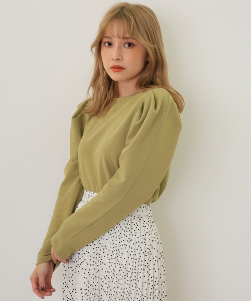 one after another NICE CLAUP（ワンアフターアナザーナイスクラップ）の「パワショルトレーナー（Tシャツ/カットソー・レディース・アイボリー/ブラウン/グリーン/パープル・FREE）」の17枚目の写真