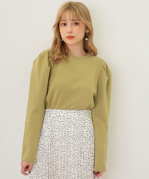 one after another NICE CLAUP（ワンアフターアナザーナイスクラップ）の「パワショルトレーナー（Tシャツ/カットソー・レディース・アイボリー/ブラウン/グリーン/パープル・FREE）」の7枚目の写真