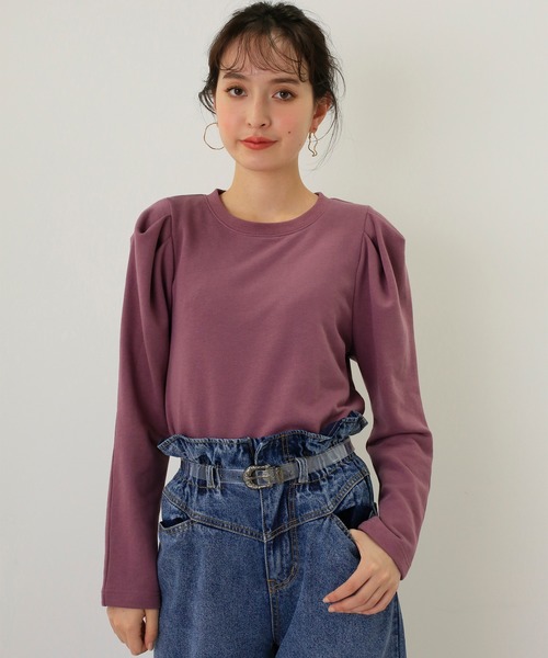 one after another NICE CLAUP（ワンアフターアナザーナイスクラップ）の「パワショルトレーナー（Tシャツ/カットソー・レディース・アイボリー/ブラウン/グリーン/パープル・FREE）」の5枚目の写真