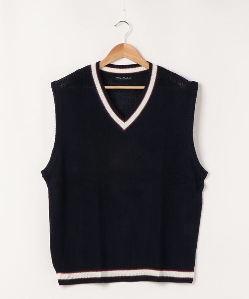 Bling Leads(ブリングリーズ)の「麻タッチアクリル畔編みベスト(ベスト・メンズ・ホワイト系その他/ホワイト系その他2/ブラック系その他/ブルー系その他/ブラック/ベージュ系その他/ネイビー/ベージュ・LARGE/X-LARGE/MEDIUM)」の7枚目の写真