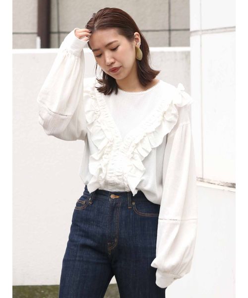 Ungrid(アングリッド)の「コットンフリルレースブラウス(シャツ/ブラウス・レディース・ブラック/パープル/オフホワイト・FREE)」の14枚目の写真