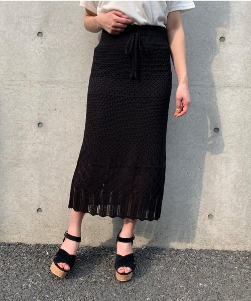 FUN.TRINITY（ファン トリニティー）の「クロシェタイトスカート（スカート・レディース・ブラック/ベージュ/オフホワイト・M）」の3枚目の写真