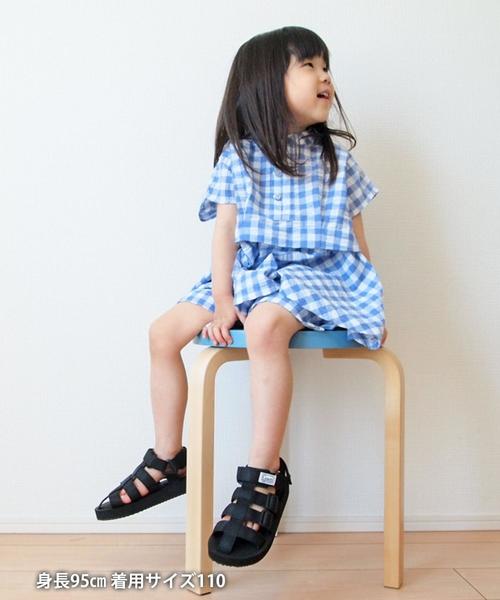 coen（コーエン）の「【coen キッズ / ジュニア】ギンガムチェックセットアップ（つなぎ/オールインワン・キッズ・ライトブルー/ブラック・150/110/130）」の2枚目の写真