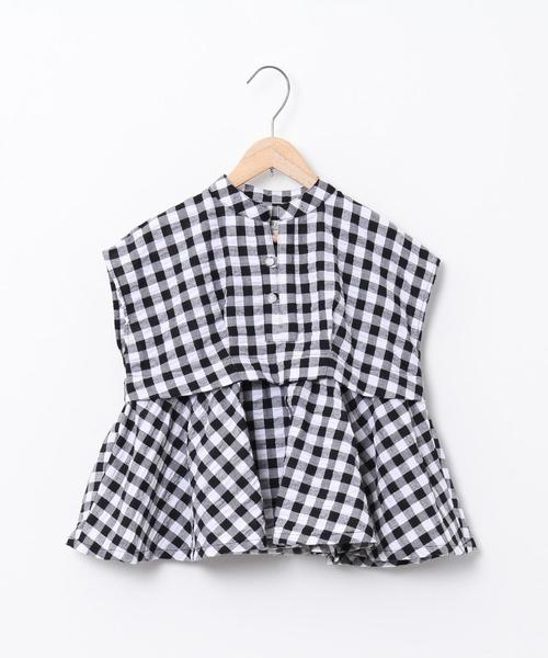 coen（コーエン）の「【coen キッズ / ジュニア】ギンガムチェックセットアップ（つなぎ/オールインワン・キッズ・ライトブルー/ブラック・150/110/130）」の3枚目の写真