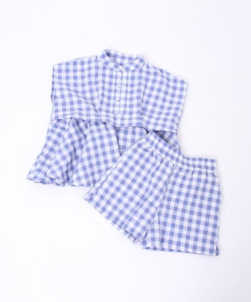 coen（コーエン）の「【coen キッズ / ジュニア】ギンガムチェックセットアップ（つなぎ/オールインワン・キッズ・ライトブルー/ブラック・150/110/130）」の7枚目の写真