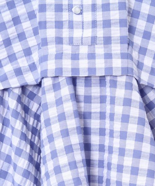 coen（コーエン）の「【coen キッズ / ジュニア】ギンガムチェックセットアップ（つなぎ/オールインワン・キッズ・ライトブルー/ブラック・150/110/130）」の6枚目の写真