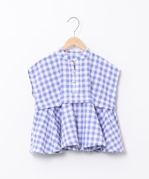 coen（コーエン）の「【coen キッズ / ジュニア】ギンガムチェックセットアップ（つなぎ/オールインワン・キッズ・ライトブルー/ブラック・150/110/130）」の12枚目の写真