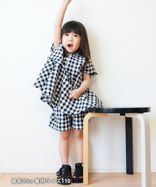 coen（コーエン）の「【coen キッズ / ジュニア】ギンガムチェックセットアップ（つなぎ/オールインワン・キッズ・ライトブルー/ブラック・150/110/130）」の11枚目の写真