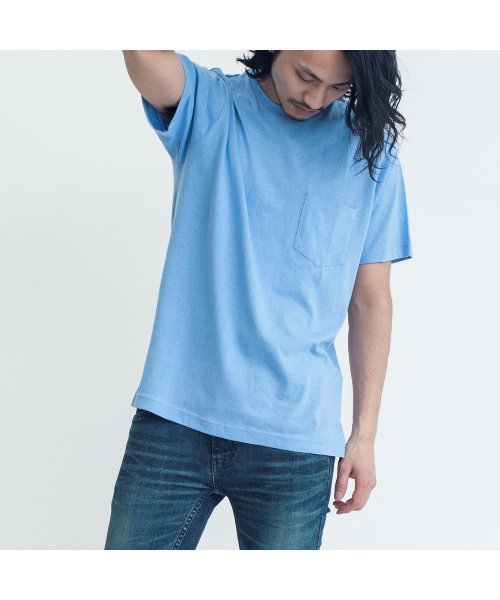 NO ID.（ノーアイディ）の「【NO ID.】C Tenjiku Crew Neck T-Shirt / C 天竺 クルーネック Tシャツ（Tシャツ/カットソー・メンズ・ネイビー/ピンク/ブルー/イエロー/グリーン・1/2）」の4枚目の写真