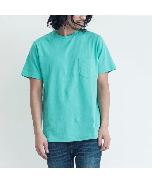 NO ID.（ノーアイディ）の「【NO ID.】C Tenjiku Crew Neck T-Shirt / C 天竺 クルーネック Tシャツ（Tシャツ/カットソー・メンズ・ネイビー/ピンク/ブルー/イエロー/グリーン・1/2）」の2枚目の写真