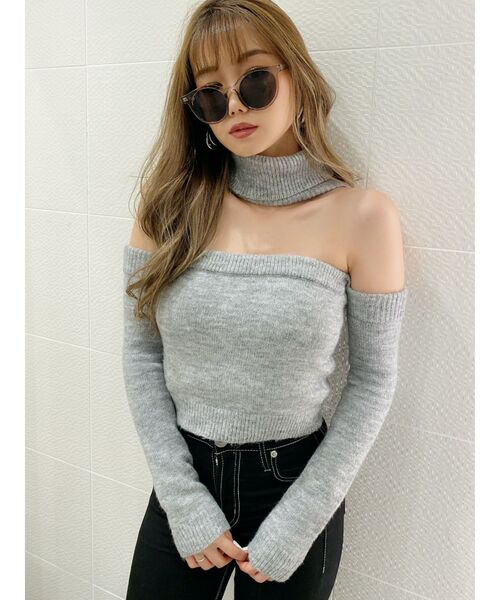 GYDA（ジェイダ）の「2WAYチョーカーベアニット TOPS（ニット/セーター・レディース・グレー/ブラック/ベージュ/ピンク・FREE）」の10枚目の写真