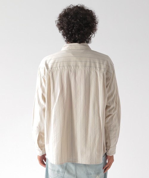 BAYFLOW（ベイフロー）の「ストライプCPOシャツ（シャツ/ブラウス・メンズ・ベージュ/ネイビー/オフホワイト・SMALL/MEDIUM/LARGE）」の10枚目の写真