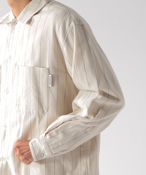 BAYFLOW（ベイフロー）の「ストライプCPOシャツ（シャツ/ブラウス・メンズ・ベージュ/ネイビー/オフホワイト・SMALL/MEDIUM/LARGE）」の11枚目の写真