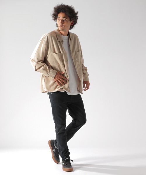 BAYFLOW（ベイフロー）の「ストライプCPOシャツ（シャツ/ブラウス・メンズ・ベージュ/ネイビー/オフホワイト・SMALL/MEDIUM/LARGE）」の18枚目の写真