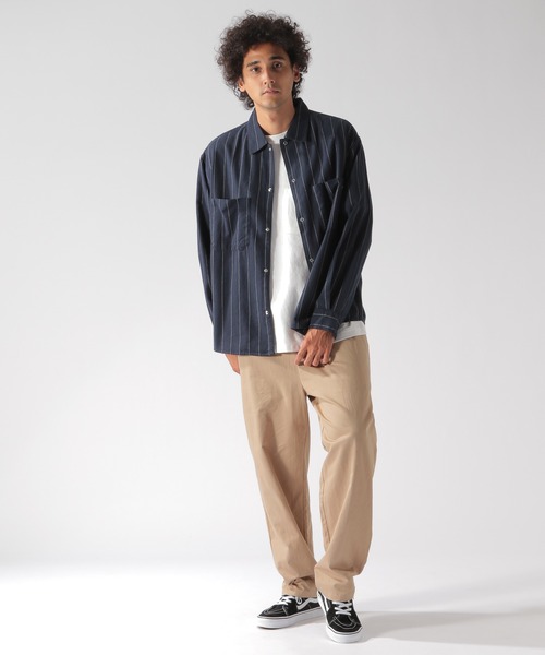 BAYFLOW（ベイフロー）の「ストライプCPOシャツ（シャツ/ブラウス・メンズ・ベージュ/ネイビー/オフホワイト・SMALL/MEDIUM/LARGE）」の7枚目の写真