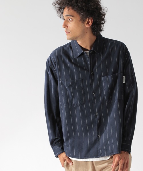 BAYFLOW（ベイフロー）の「ストライプCPOシャツ（シャツ/ブラウス・メンズ・ベージュ/ネイビー/オフホワイト・SMALL/MEDIUM/LARGE）」の20枚目の写真