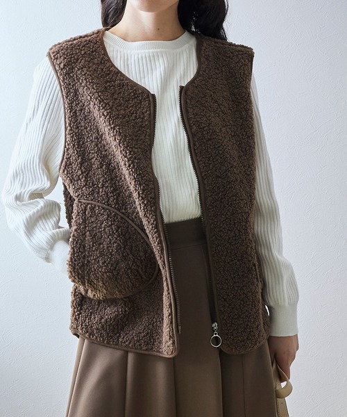 ECRIRE（エクリール）の「リラックスボアベスト（ベスト・レディース・アイボリー/ブラウン/ベージュ/ブラック/カーキ・M/L）」の21枚目の写真
