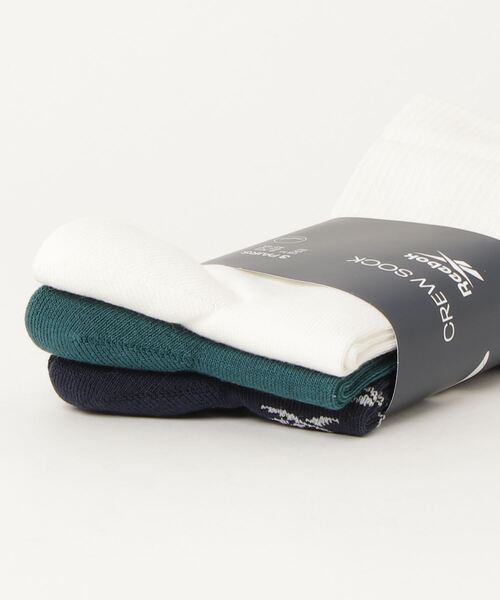 Reebok（リーボック）の「クラシックス フォールドオーバー クルー ソックス 3足組 / Classics Fold-Over Crew Socks 3 Pairs（ソックス/靴下・メンズ・ブラック/ホワイト×ブルー/ピンク/ネイビー/アイボリー/ホワイト×グリーン/ホワイト/イエロー・X-LARGE/LARGE/MEDIUM/SMALL）」の19枚目の写真