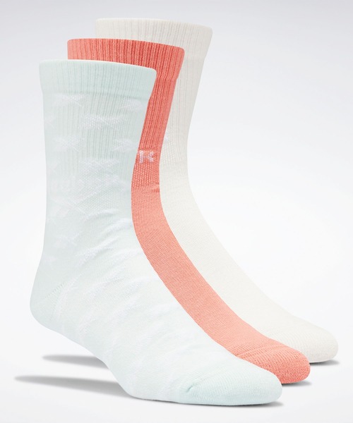 Reebok（リーボック）の「クラシックス フォールドオーバー クルー ソックス 3足組 / Classics Fold-Over Crew Socks 3 Pairs（ソックス/靴下・メンズ・ブラック/ホワイト×ブルー/ピンク/ネイビー/アイボリー/ホワイト×グリーン/ホワイト/イエロー・X-LARGE/LARGE/MEDIUM/SMALL）」の8枚目の写真